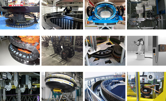 Ejemplos de aplicaciones de cadenas portacables rotatorias